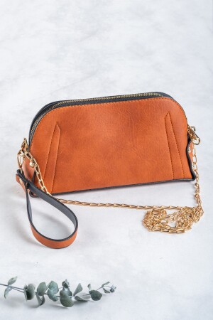 Damen-Portfolio-Clutch aus PU-Leder – Handtasche mit Handgelenkschlaufe – Umhängetasche mit Kettenriemen - 4