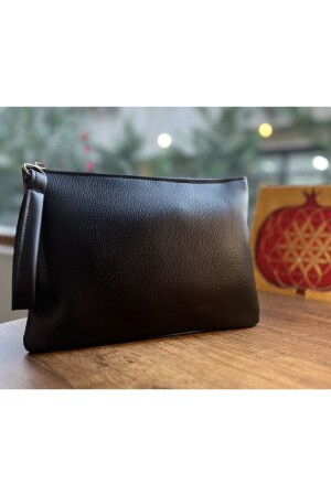 Damen-Portfolio-Clutch-Handtasche aus Leder mit Reißverschluss und Innenfutter - 1