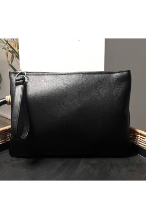 Damen-Portfolio-Clutch-Handtasche aus Leder mit Reißverschluss und Innenfutter - 5