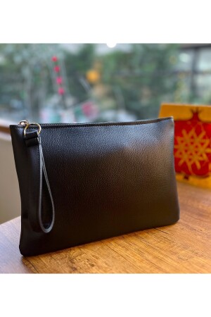 Damen-Portfolio-Clutch-Handtasche aus Leder mit Reißverschluss und Innenfutter - 6