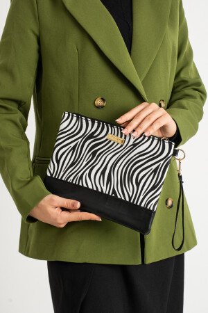 Damen-Portfolio-Clutch mit Zebramuster und Handschlaufe - 3