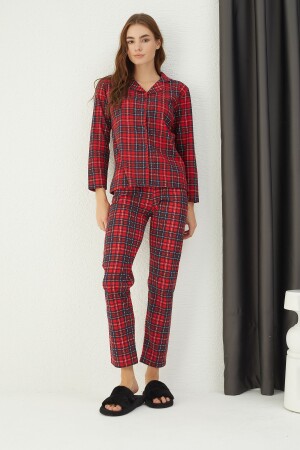 Damen-Pyjama-Set aus Baumwolle mit Knöpfen - 3