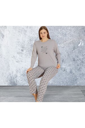 Damen-Pyjama-Set in Übergröße aus flexiblem Poly-Viskose-Stoff - 1