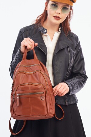 Damen-Rucksack aus Waschleder mit acht Fächern, Cty-lbn-011, 35 x 30 x 15 cm - 2