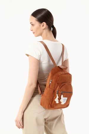 Damen-Rucksack der neuen Saison, Komfortmodell, Samt, schnurgebunden, mit zwei Fächern, Vordertasche, Schule, Sport, Reisen, Rucksack-Stil. Super praktischer, günstiger Teenager-Rucksack - 4