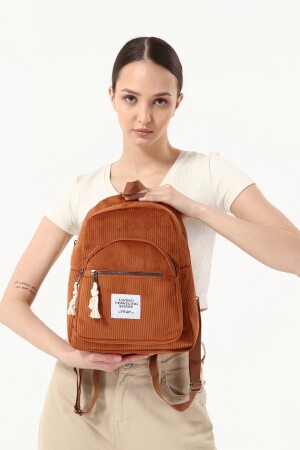 Damen-Rucksack der neuen Saison, Komfortmodell, Samt, schnurgebunden, mit zwei Fächern, Vordertasche, Schule, Sport, Reisen, Rucksack-Stil. Super praktischer, günstiger Teenager-Rucksack - 10