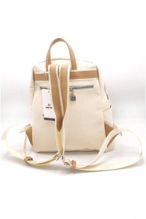 Damen-Rucksack mit 9 cremefarbenen Fächern und geprägtem Aufdruck 4040TM4040 - 9