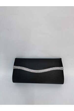 Damen Satin Black Stone Abendkleid Clutch Portfolio Handtasche Hochzeit Verlobungstasche - 5