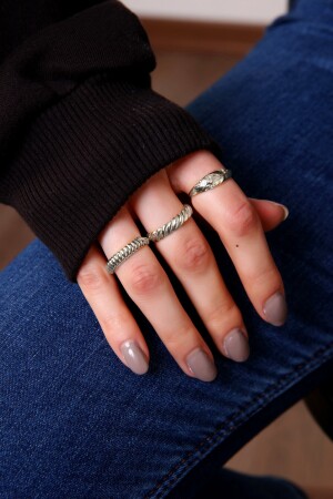 Damen-Set mit 3 silberfarbenen Ringen - 3