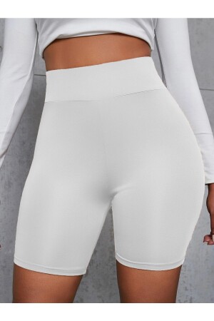 Damen-Shorts-Strumpfhose aus weißem Tauchstoff mit hoher Taille - 1