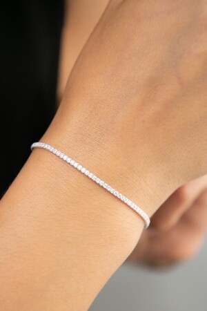 Damen-Silberarmband mit weißem Zirkonstein und Wasserweg für Damen - 3