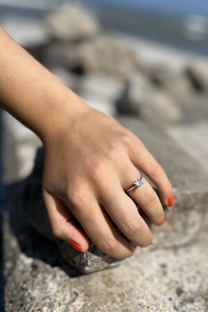 Damen-Solitärring aus 925er-Sterlingsilber, Heiratsantrag, Geschenk für Liebhaber, Ehering - 2