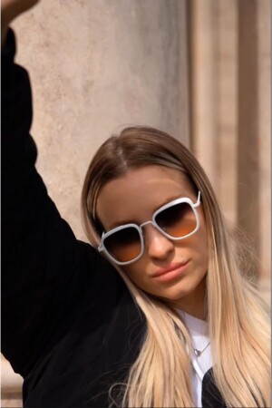 Damen-Sonnenbrille, weißes Metallgestell, Farbverlaufsbrille, Ae2008c19 AE 2008 - 1