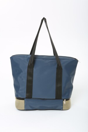 Damen-Sport- und Reisetasche aus marineblau-beigem Polyestergewebe mit Reißverschluss, Schultergurt und Schuhfach MTBGWMSPOR - 6