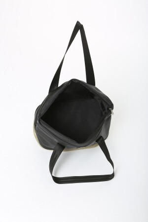 Damen-Sport- und Reisetasche aus schwarzem beigem Polyestergewebe mit Reißverschluss, Schultergurt und Schuhfach MTBGWMSPOR - 7
