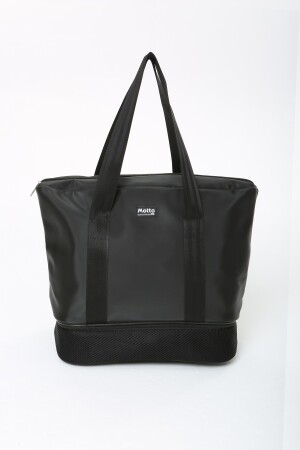 Damen-Sport- und Reisetasche aus schwarzem Polyestergewebe mit Reißverschluss, Schultergurt und Schuhfach MTBGWMSPOR - 2