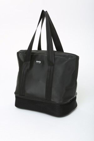 Damen-Sport- und Reisetasche aus schwarzem Polyestergewebe mit Reißverschluss, Schultergurt und Schuhfach MTBGWMSPOR - 3