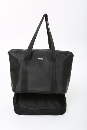 Damen-Sport- und Reisetasche aus schwarzem Polyestergewebe mit Reißverschluss, Schultergurt und Schuhfach MTBGWMSPOR - 4