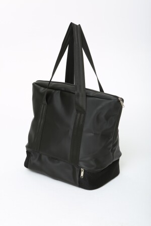 Damen-Sport- und Reisetasche aus schwarzem Polyestergewebe mit Reißverschluss, Schultergurt und Schuhfach MTBGWMSPOR - 6