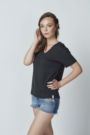 Damen-T-Shirt aus Bio-Baumwolle mit V-Ausschnitt - 1