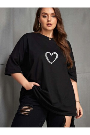 Damen-T-Shirt mit kleinem Herz-Print in Übergröße in Suchgröße - 1