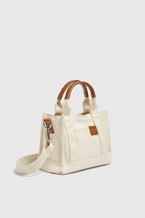 Damen-Umhängetasche „The Tote Bag“ aus cremefarbenem Canvas mit Kreuzriemen - 2