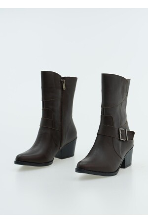 Damen-Westernstiefel aus echtem Leder mit spitzer Zehenpartie und Absatz - 1