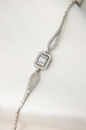 Damenarmband aus 925er-Sterlingsilber mit Rhodium-Zirkon-Baguette-Stein - 5