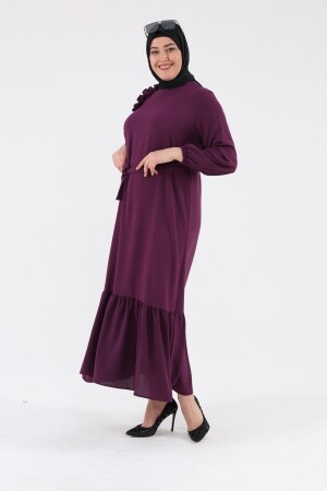 Damenbekleidung Plus Size Kleid Hijab Langes Rüschengürtel Pflaume 8207sevimG2 - 7