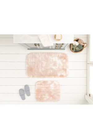 Damien 2-teilige Badematte – Weiß/Pulver – 60 x 100 cm - Madame Coco