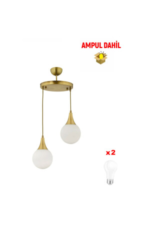 Damla 2 Li Yuvarlak Eskitme -Led Ampul Dahil Modern Koridor Mutfak Salon Sarkıt Avize 3062-1750-FR-A-1 - 4