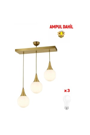 Damla 3 Lü Sıralı Eskitme -Led Ampul Dahil Modern Koridor Mutfak Salon Sarkıt Avize 3062-1750-3S-FR-A - 1