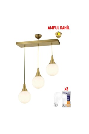 Damla 3 Lü Sıralı Eskitme -Led Ampul Dahil Modern Koridor Mutfak Salon Sarkıt Avize 3062-1750-3S-FR-A - 5