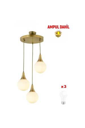 Damla 3 Lü Yuvarlak Eskitme -Led Ampul Dahil Modern Koridor Mutfak Salon Sarkıt Avize 3062-1750-FR-A-1 - 3