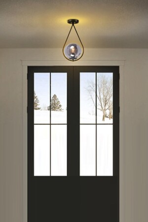 MNZ-Drop Glass Single Modern Hall صالة المعيشة مدخل واحد شمعة قطرة زجاجية معدنية شمعة - Uçar