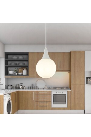 Damla Single White Modern Pendelleuchte Küche Wohnzimmer Pendelleuchte Kronleuchter 3062-1750-1D-WH - 1