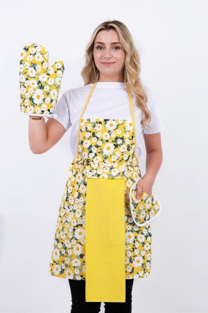 Damla Sıvı Geçirmez Mutfak Önlüğü Havlulu Mutfak Önlüğü (ELDİVEN VE TUTACAK) - Sevilya