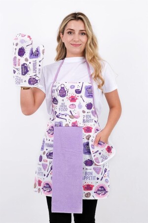 Damla Sıvı Geçirmez Mutfak Önlüğü Havlulu Mutfak Önlüğü (ELDİVEN VE TUTACAK) - Sevilya