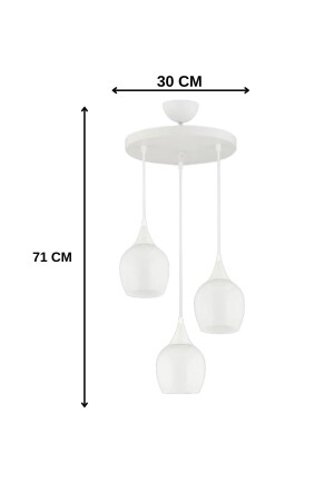 Damlam 3-teiliger moderner Kronleuchter aus weißem Glas – Hängelampe aus weißem Glas – Schlafzimmer – Wohnzimmer – Küche – Flur – Büro - 4