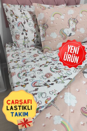 Danseden Unicorn 4 Parça Lastikli Çarşaflı Tek Kişilik (100X200 CM) Nevresim Takımı - 2