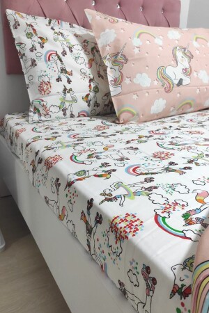 Danseden Unicorn 4 Parça Lastikli Çarşaflı Tek Kişilik (100X200 CM) Nevresim Takımı - 3