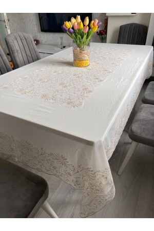 Dantel Görünümlü Su Geçirmez Silinebilir Yıkanabilir 1. Sınıf Pvc Masa Örtüsü - Limay