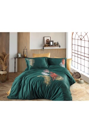 مجموعة غطاء قطن ساتين مزدوج من الغطاء - غطاء غطاء إيز غرين إيز غرين - Dantela