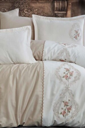 مجموعة غطاء قطن ساتن مزدوج من الغطاء - غطاء إيزابيلا بيج إيزابيلا بيج - Dantela