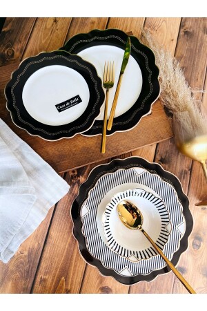 Dark 120 Parça 12 Kişilik Bone Porselen Yemek Takımı Ve Çatal Kaşık Bıçak Seti 0TR5105 - CASA DE BELLA