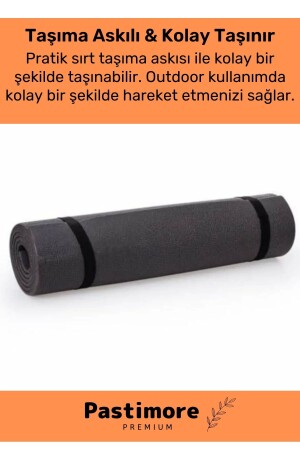 Dayanıklı Taşıma Askılı Konfor Modeli Çift Taraflı Kaymaz Yoga Meditasyon Minderi 16mm Siyah Mat - 2