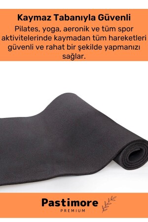 Dayanıklı Taşıma Askılı Konfor Modeli Çift Taraflı Kaymaz Yoga Meditasyon Minderi 16mm Siyah Mat - 3