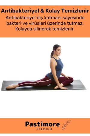 Dayanıklı Taşıma Askılı Konfor Modeli Çift Taraflı Kaymaz Yoga Meditasyon Minderi 16mm Siyah Mat - 6