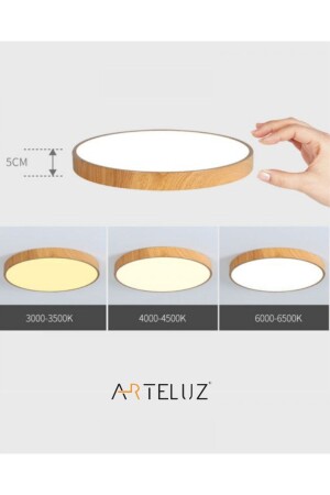 Decken-LED-Kronleuchter aus Metall in Holzoptik - 7