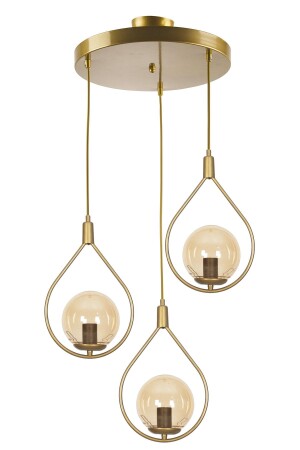 Deco Modern Design Antik Gold Farbe Honigglas Reihe Wohnzimmer - Küche - Schlafzimmer 3-teiliger Kronleuchter DCO33 - 2